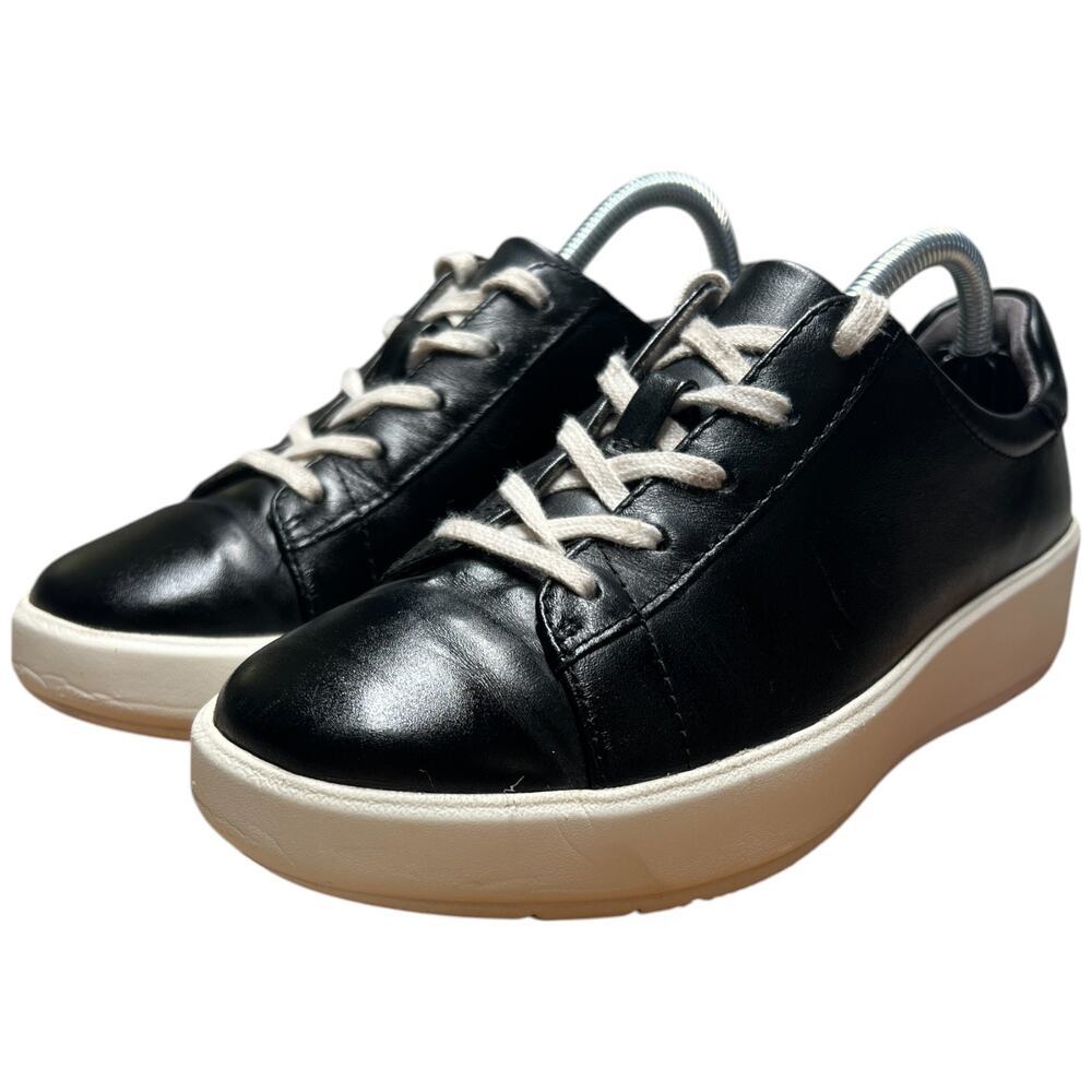 COLLECTION BY CLARKS LAYTON LACE Women's Size 6 Black Leather Sneakers Shoes - Picture 2 of 15